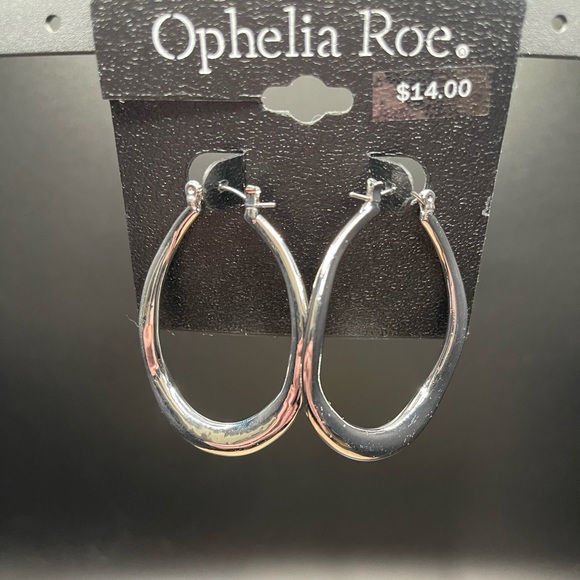 NWT- Ophelia Roe, Silver-Tone, Irregular Shaped, 2in, Hoops - Picture 3 of 9